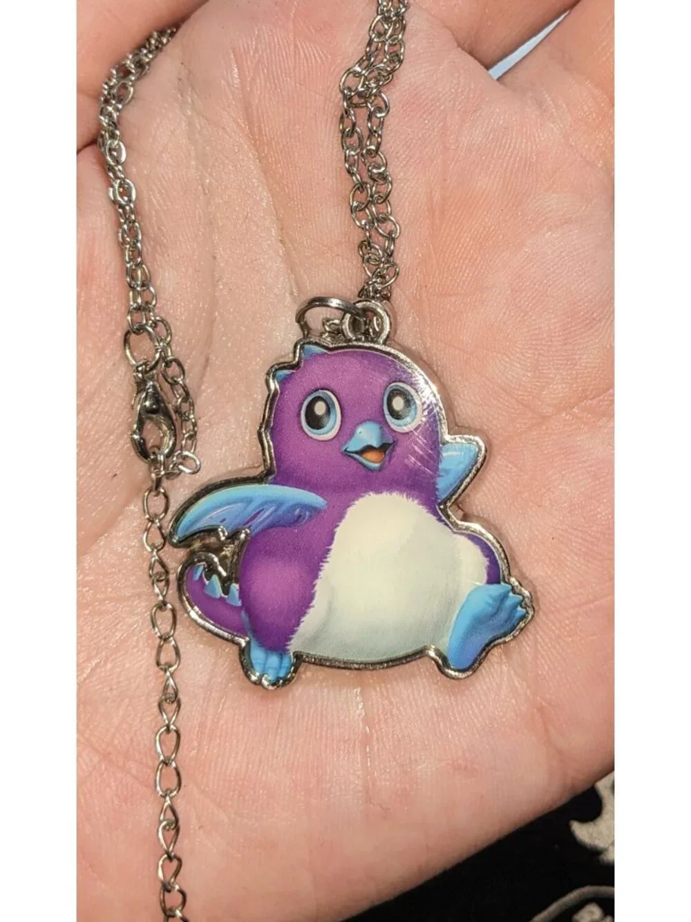 Kidcore Kawaii Y2K Hatchimals Purple Character Pendant Necklace